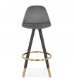 Tabouret de bar design gris en tissu et bois Blaine Mini