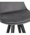 Tabouret de bar design gris en tissu et bois Blaine Mini