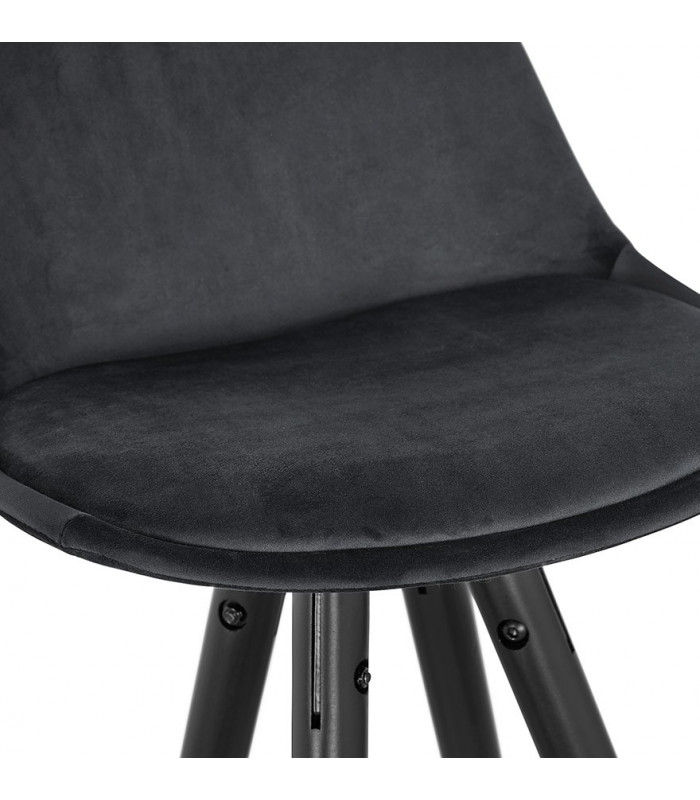 Tabouret de bar design noir en tissu et bois Blaine Mini