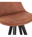 Tabouret de bar design marron en tissu et bois Ayres