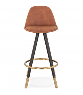 Tabouret de bar design marron en tissu et bois Ayres Mini