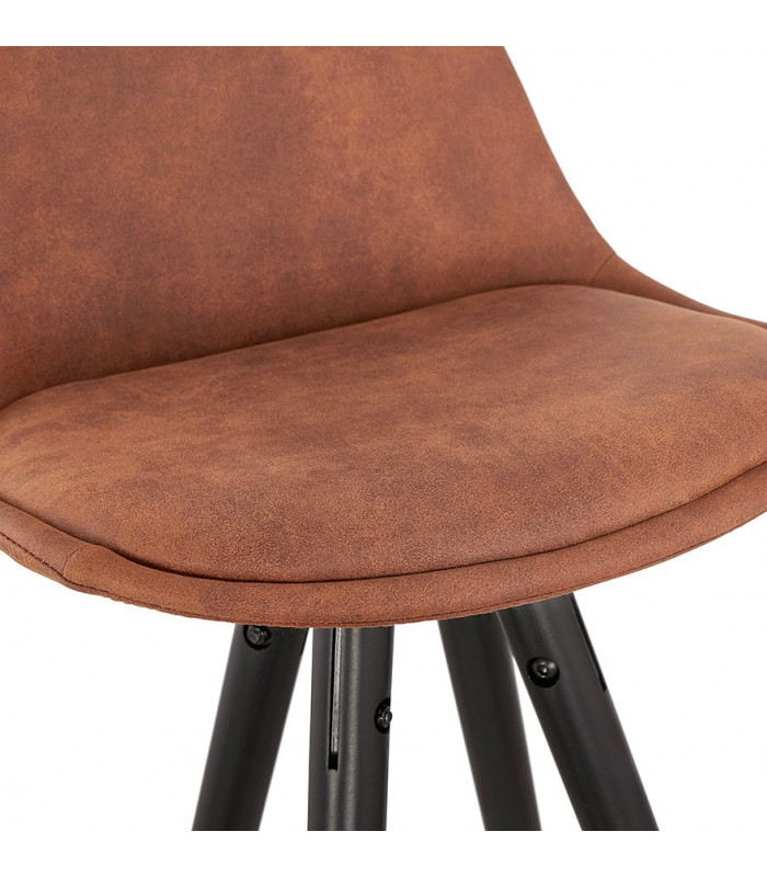 Tabouret de bar design marron en tissu et bois Ayres Mini