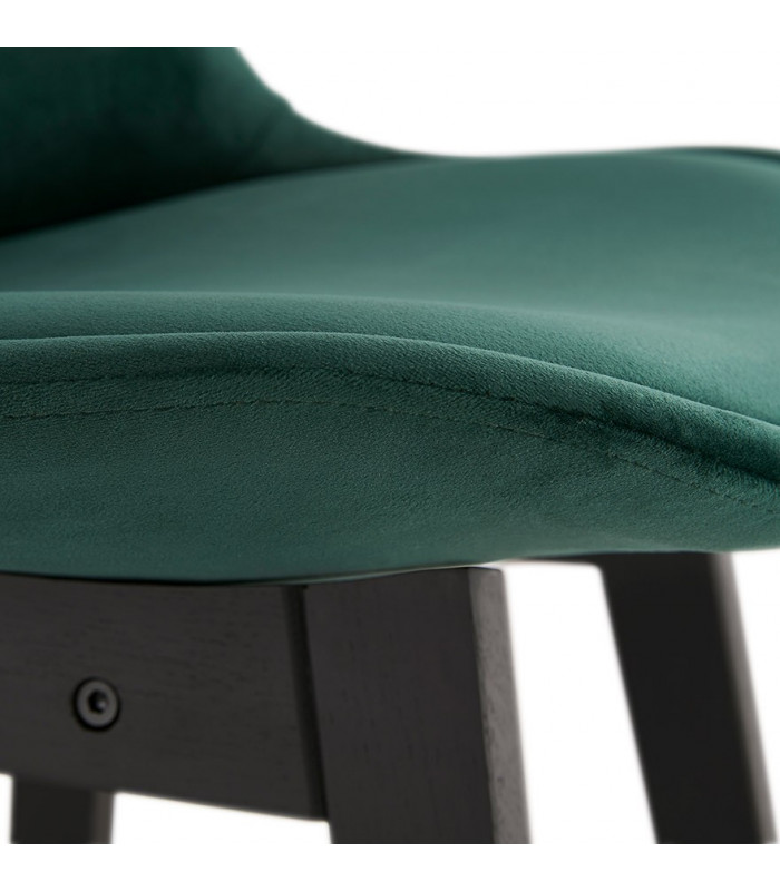 Tabouret de bar design vert en tissu et bois Alvah
