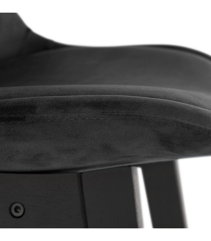 Tabouret de bar design noir en tissu et bois Alvah