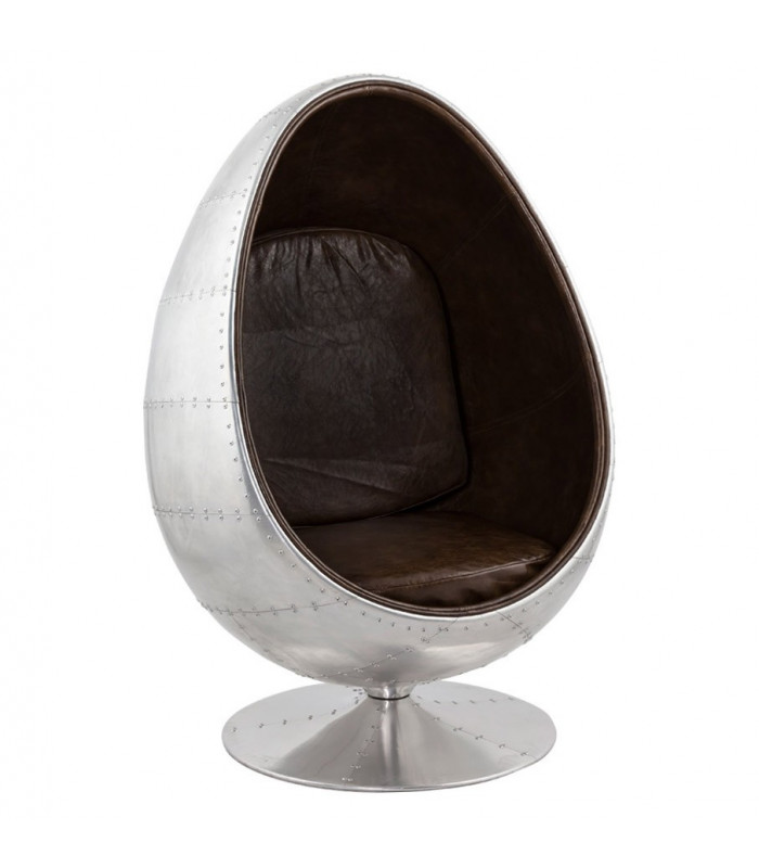 Fauteuil design alu en aluminium et similicuir Piccadilly Alu