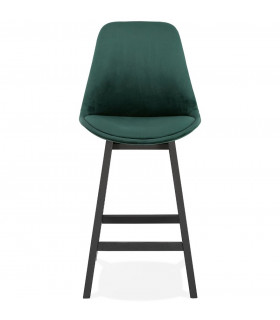Tabouret de bar design vert en tissu et bois Alvah Mini