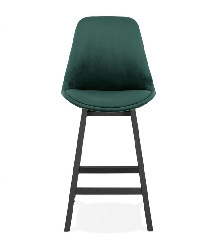 Tabouret de bar design vert en tissu et bois Alvah Mini