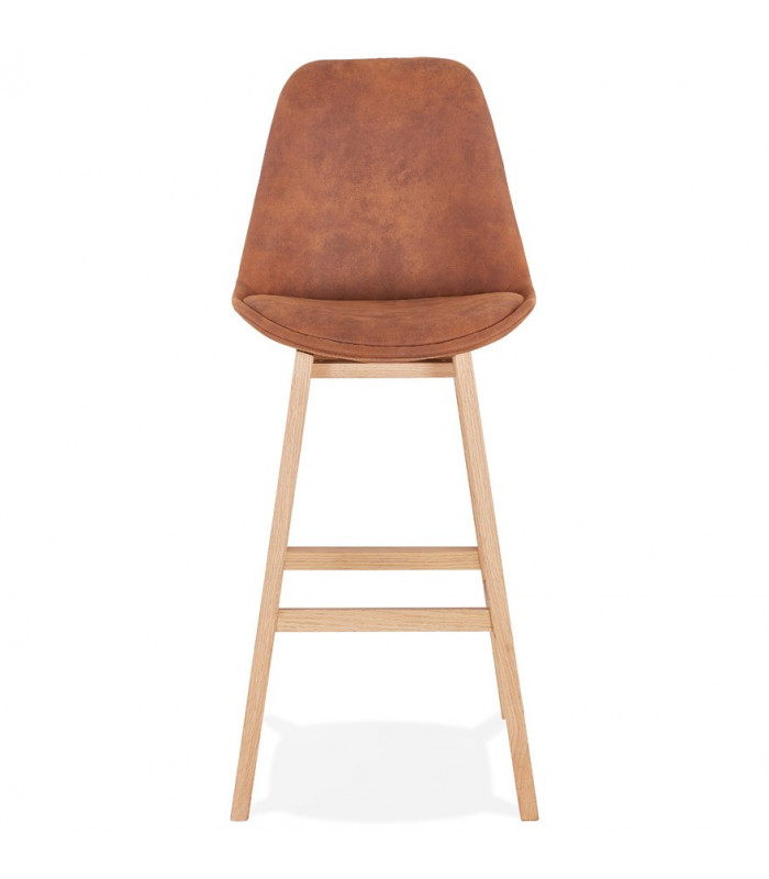 Tabouret de bar design marron en tissu et bois Nya