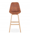 Tabouret de bar design marron en tissu et bois Nya