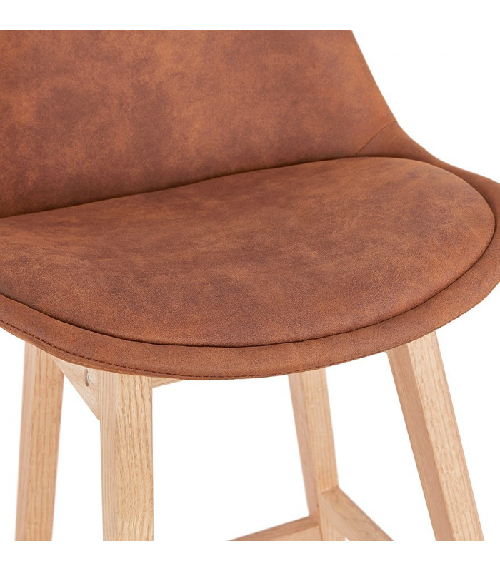 Tabouret de bar design marron en tissu et bois Nya