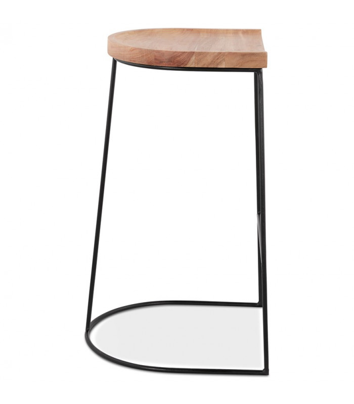 Tabouret de bar design naturel en bois et métal Jak