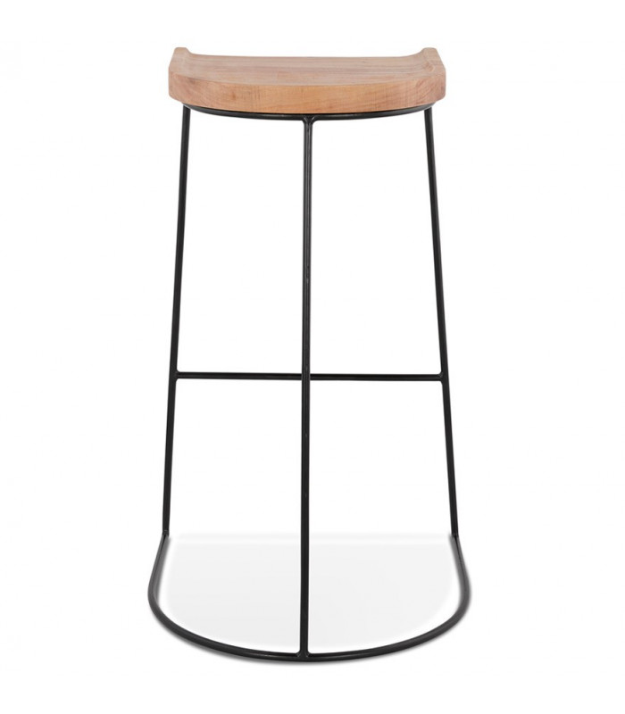 Tabouret de bar design naturel en bois et métal Jak