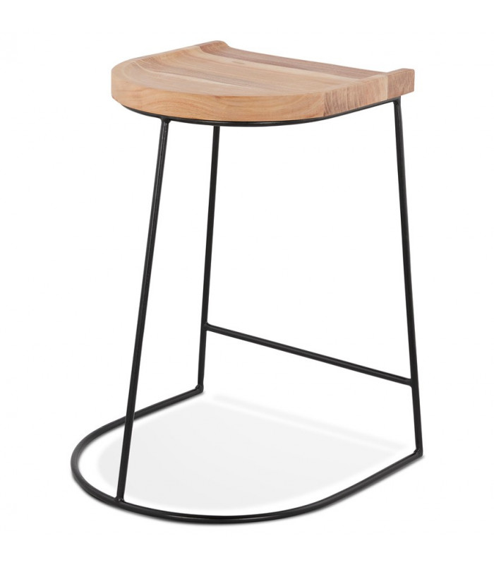 Tabouret de bar design naturel en bois et métal Jak Mini