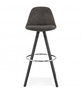 Tabouret de bar design gris foncé en tissu et bois Adagio