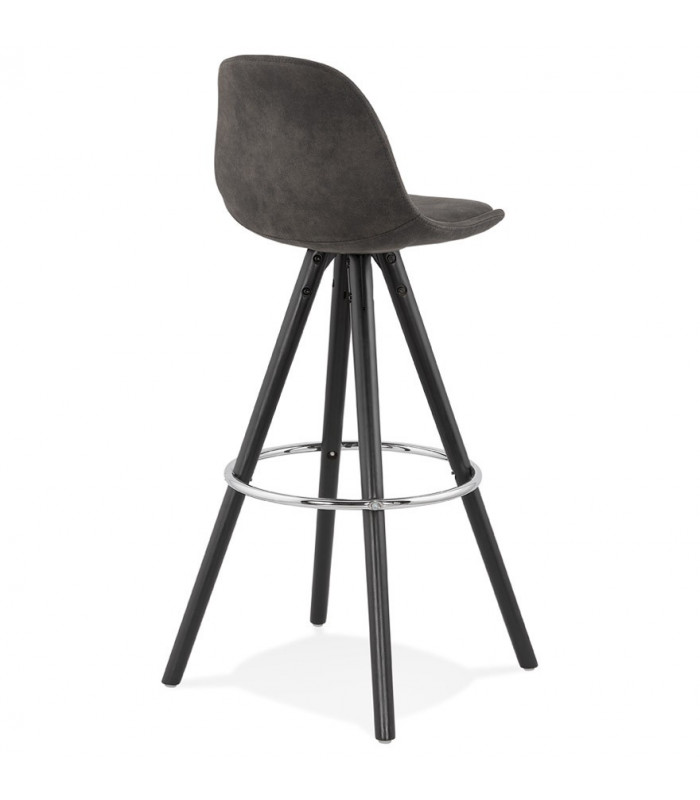 Tabouret de bar design gris foncé en tissu et bois Adagio