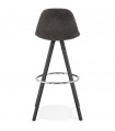 Tabouret de bar design gris foncé en tissu et bois Adagio