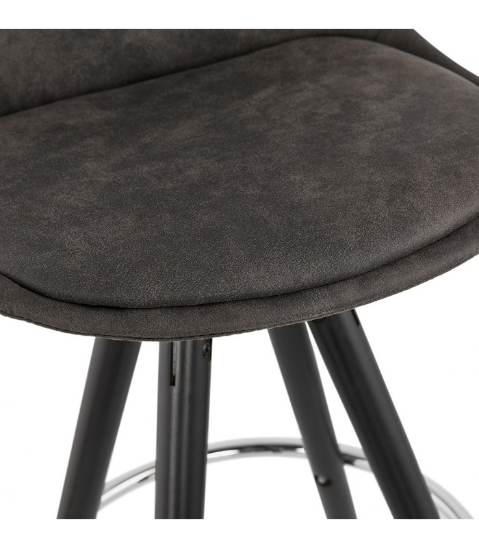 Tabouret de bar design gris foncé en tissu et bois Adagio