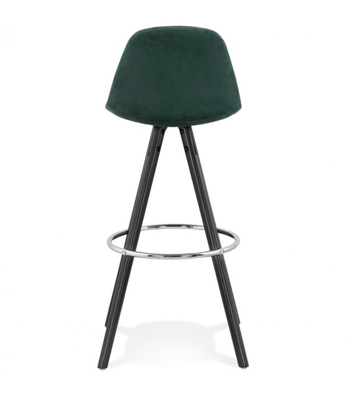 Tabouret de bar design vert en tissu et bois Darna