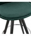 Tabouret de bar design vert en tissu et bois Darna