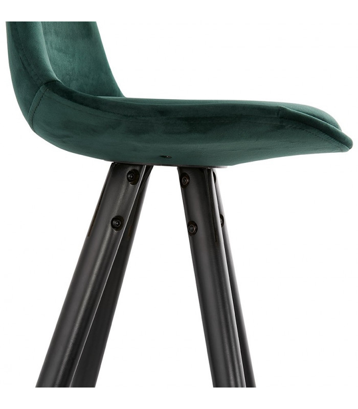Tabouret de bar design vert en tissu et bois Darna