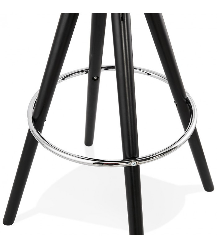 Tabouret de bar design vert en tissu et bois Darna