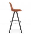 Tabouret de bar design marron en tissu et bois Adagio