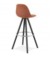 Tabouret de bar design marron en tissu et bois Adagio