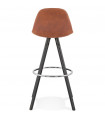 Tabouret de bar design marron en tissu et bois Adagio