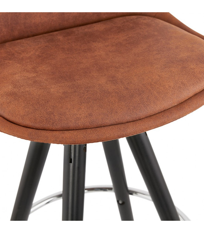 Tabouret de bar design marron en tissu et bois Adagio