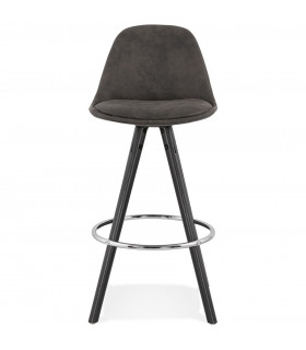 Tabouret de bar design gris foncé en tissu et bois Adagio Mini 65