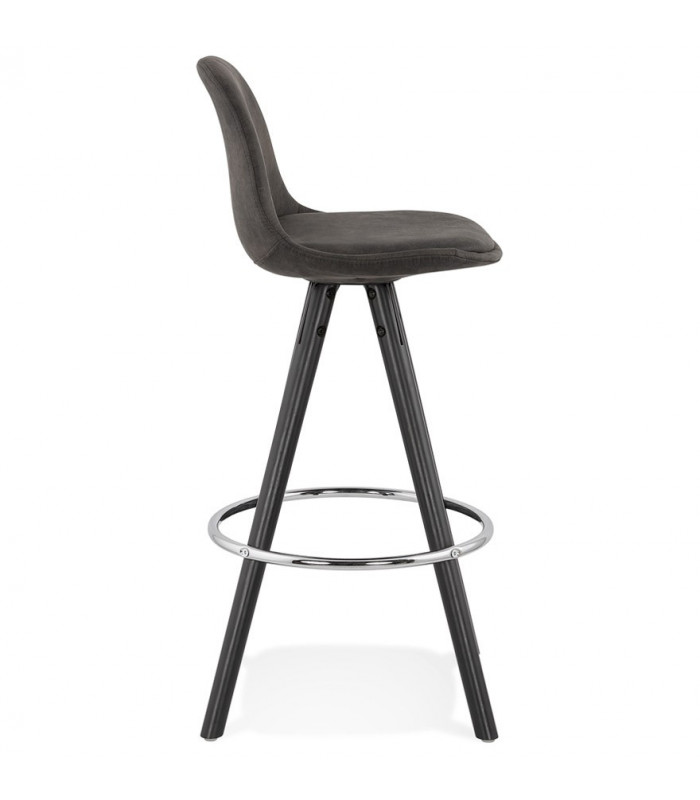 Tabouret de bar design gris foncé en tissu et bois Adagio Mini 65