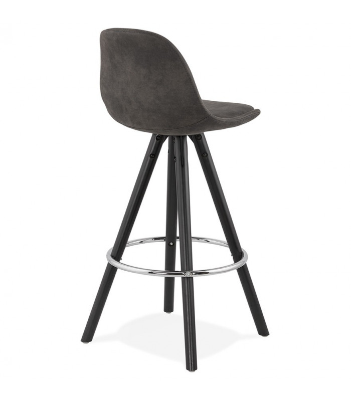 Tabouret de bar design gris foncé en tissu et bois Adagio Mini 65