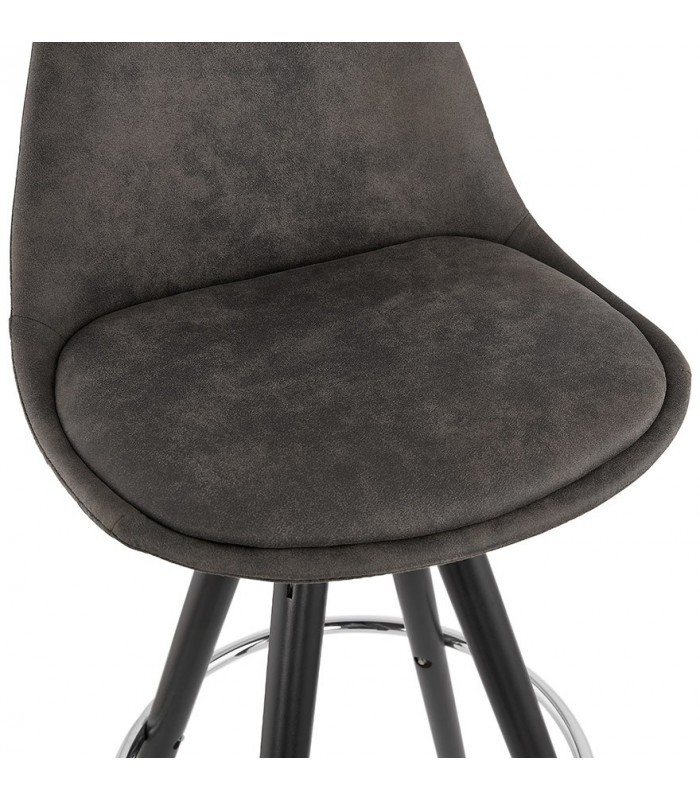 Tabouret de bar design gris foncé en tissu et bois Adagio Mini 65
