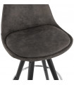 Tabouret de bar design gris foncé en tissu et bois Adagio Mini 65