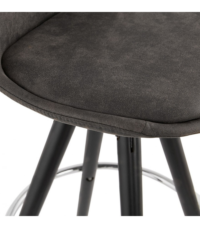 Tabouret de bar design gris foncé en tissu et bois Adagio Mini 65