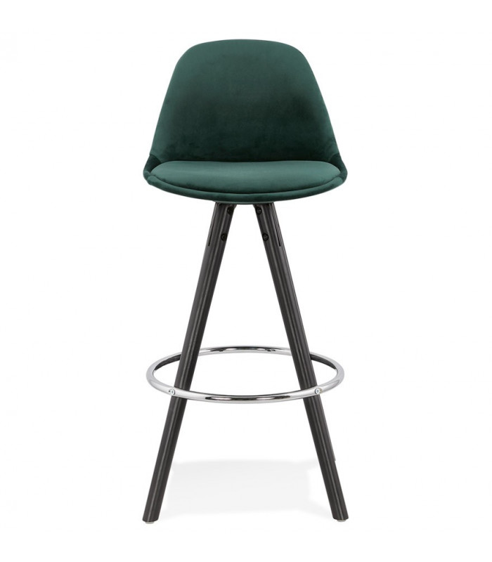 Tabouret de bar design vert en tissu et bois Darna Mini 65