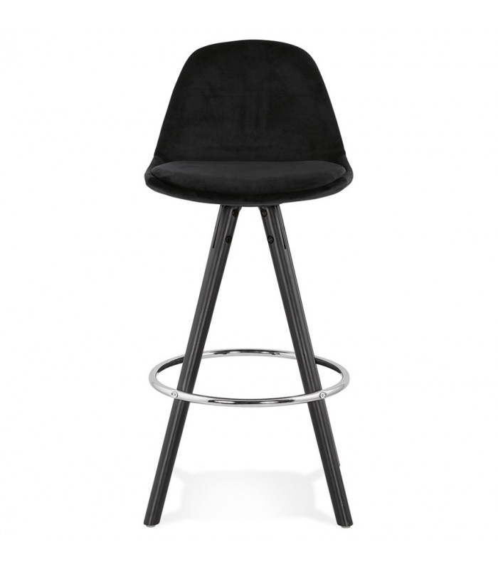 Tabouret de bar design noir en tissu et bois Darna Mini 65