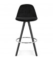 Tabouret de bar design noir en tissu et bois Darna Mini 65