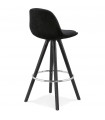 Tabouret de bar design noir en tissu et bois Darna Mini 65
