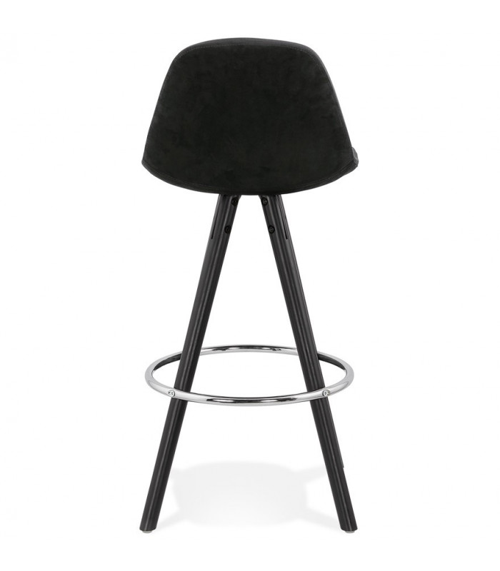 Tabouret de bar design noir en tissu et bois Darna Mini 65
