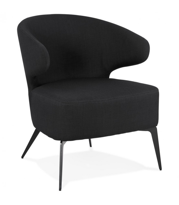 Fauteuil design noir en tissu et métal Justine