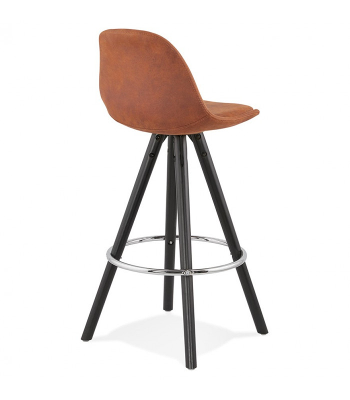 Tabouret de bar design marron en tissu et bois Adagio Mini 65