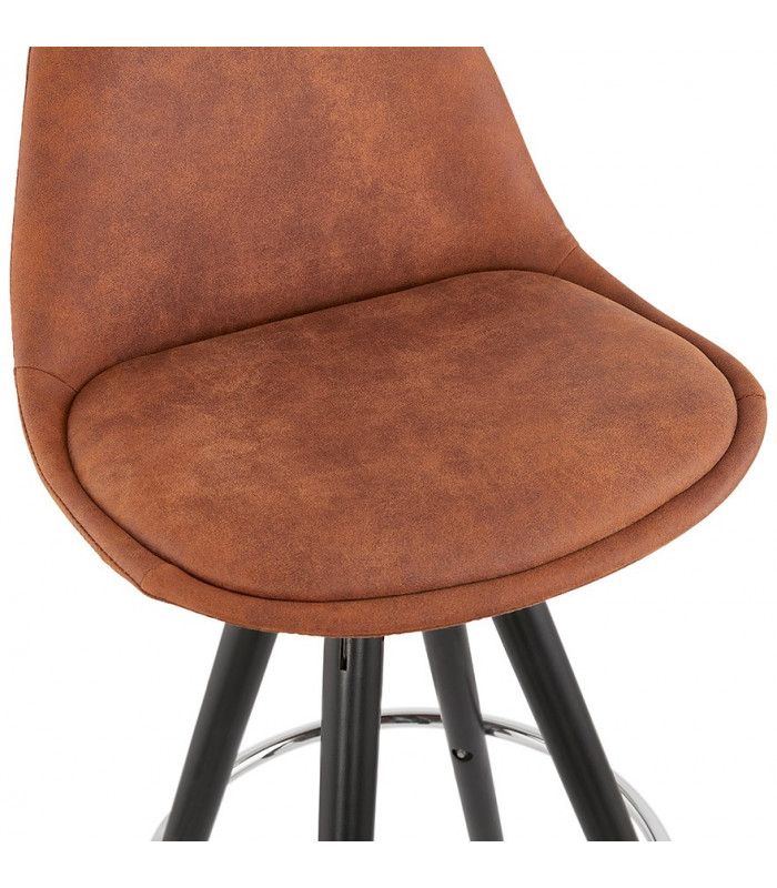 Tabouret de bar design marron en tissu et bois Adagio Mini 65