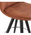 Tabouret de bar design marron en tissu et bois Adagio Mini 65