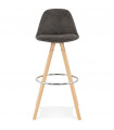 Tabouret de bar design gris foncé en tissu et bois Adagio