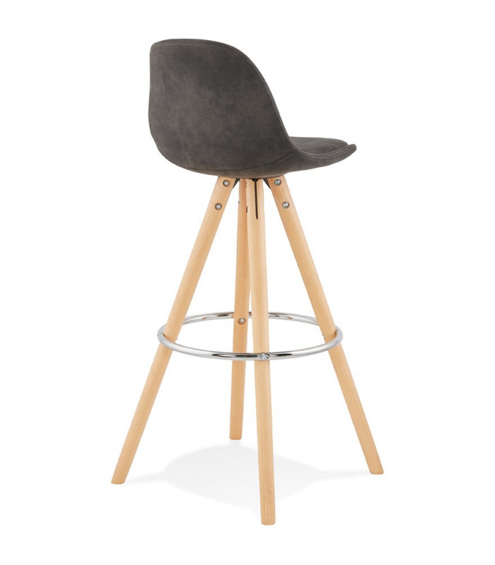 Tabouret de bar design gris foncé en tissu et bois Adagio
