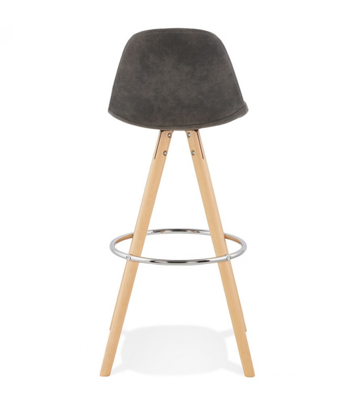 Tabouret de bar design gris foncé en tissu et bois Adagio