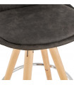 Tabouret de bar design gris foncé en tissu et bois Adagio