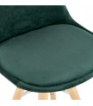 Tabouret de bar design vert en tissu et bois Darna