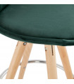 Tabouret de bar design vert en tissu et bois Darna